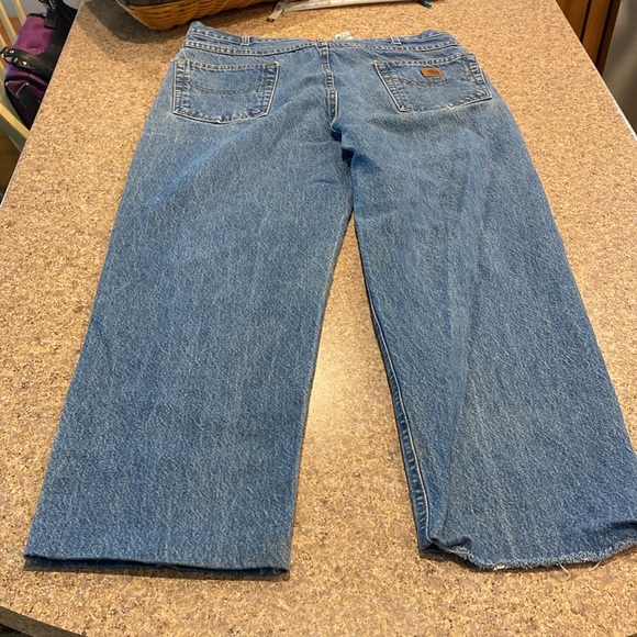 Carhartt Blue Jeans WITH FLAWS Stains and CUT OFF Relaxed Fit Tag Says 38 Waist - Picture 17 of 17